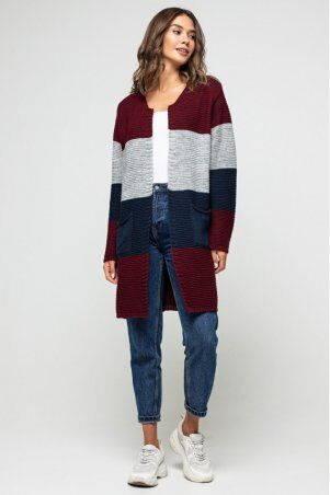 Prima Fashion Knit: Вязаный кардиган "Меги" - Бордо, темно-синий, серый 4527097 - фото 1