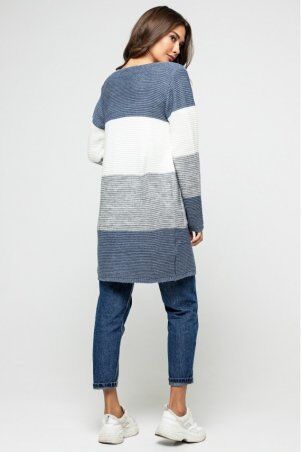 Prima Fashion Knit: Вязаный кардиган "Меги" - Джинс, серый, молоко 4527089 - фото 2