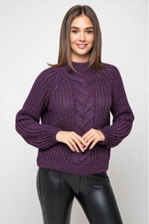 Prima Fashion Knit: Вязаный свитер «Злата» с люрексом - баклажан 375010 - фото 1