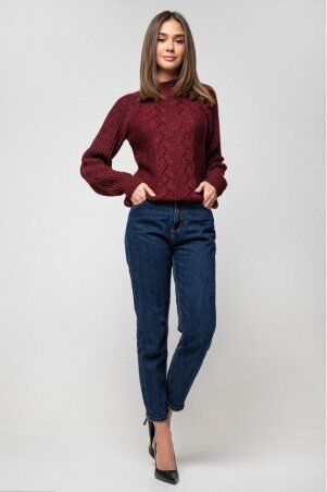 Prima Fashion Knit: Вязаный свитер «Ника» с люрексом - бордо 371009 - фото 3