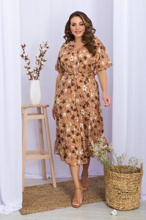 Glem: Платье Пейдж-Б к/р карамель-цветы лепестки p70481 - фото 1