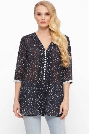 Tatiana: Шифоновая блуза с пуговичками КЕЙТ темно синяя - фото 2