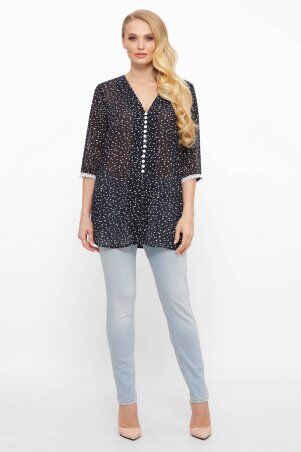 Tatiana: Шифоновая блуза с пуговичками КЕЙТ темно синяя - фото 4