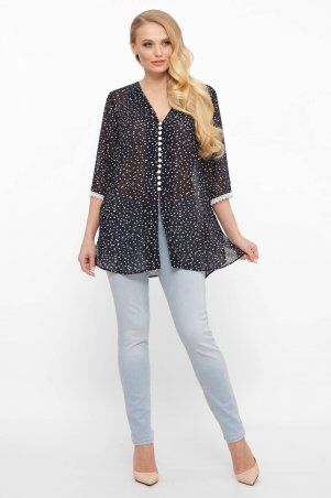 Tatiana: Шифоновая блуза с пуговичками КЕЙТ темно синяя - фото 5