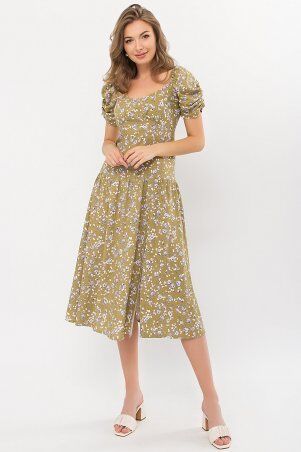 Glem: Платье Никси к/р оливковый-сиреньРозы p70877 - фото 1