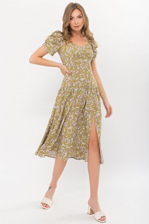 Glem: Платье Никси к/р оливковый-сиреньРозы p70877 - фото 2