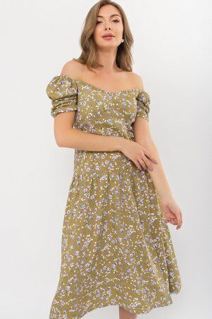 Glem: Платье Никси к/р оливковый-сиреньРозы p70877 - фото 3