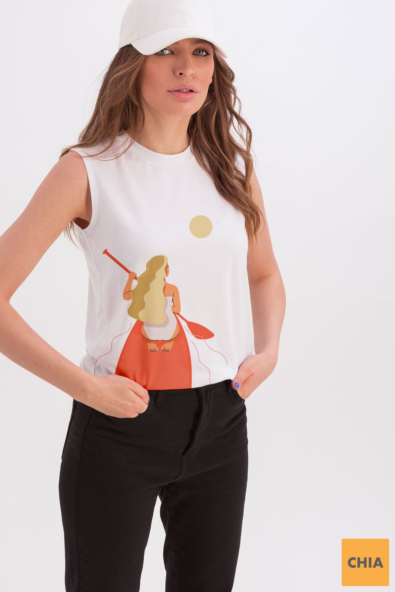 Майка Арабелла белый девушка с веслом