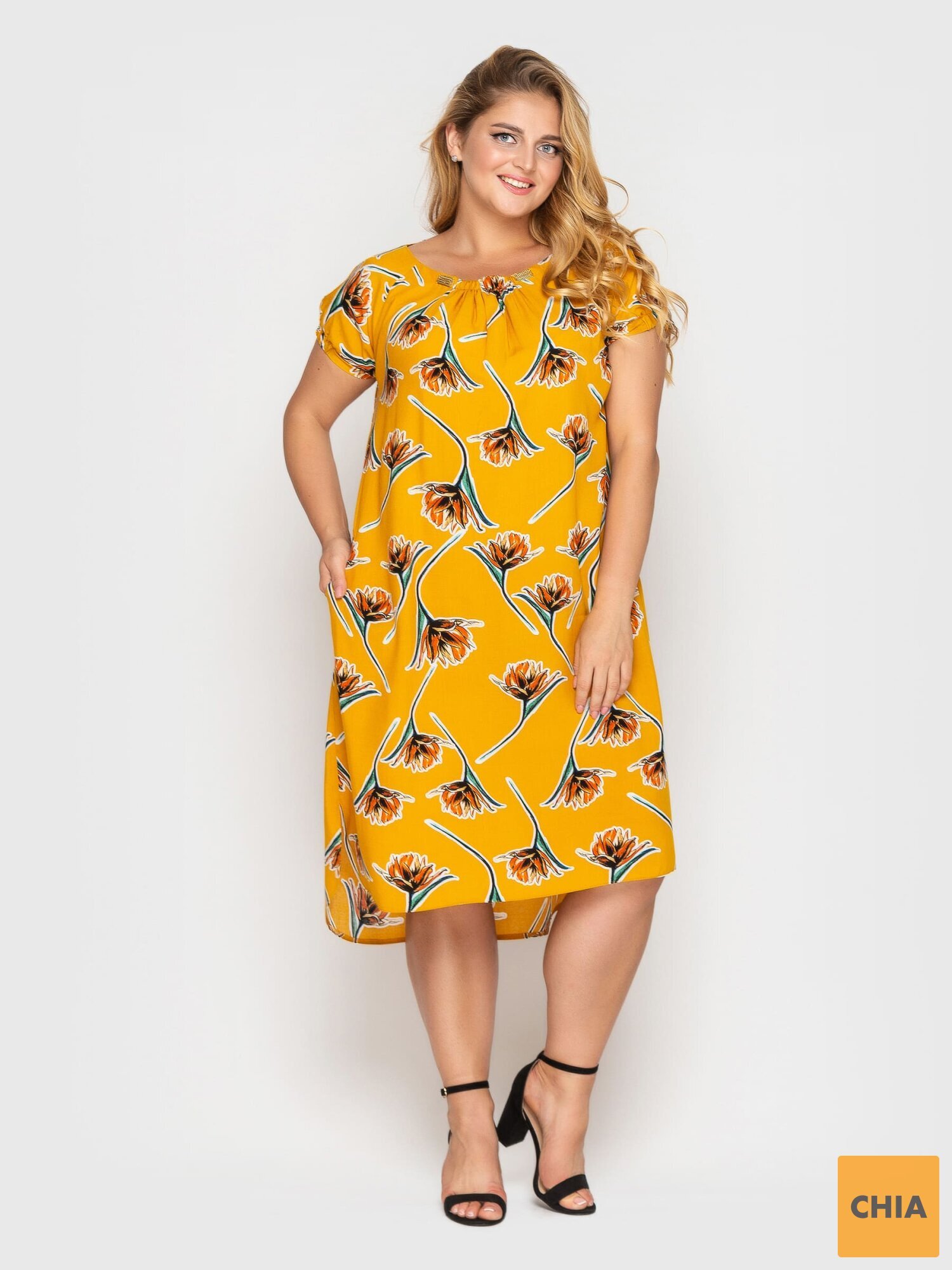 Платье летнее женское Палитра горчица