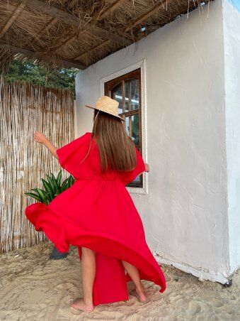 Safika: Пляжная длинная туника - платье красный 018_289588 - фото 5
