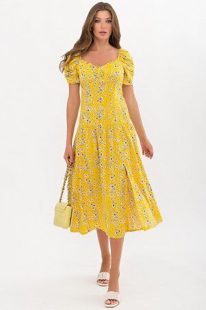 Glem: Платье Никси к/р желтый-белые цветы p72058 - фото 1