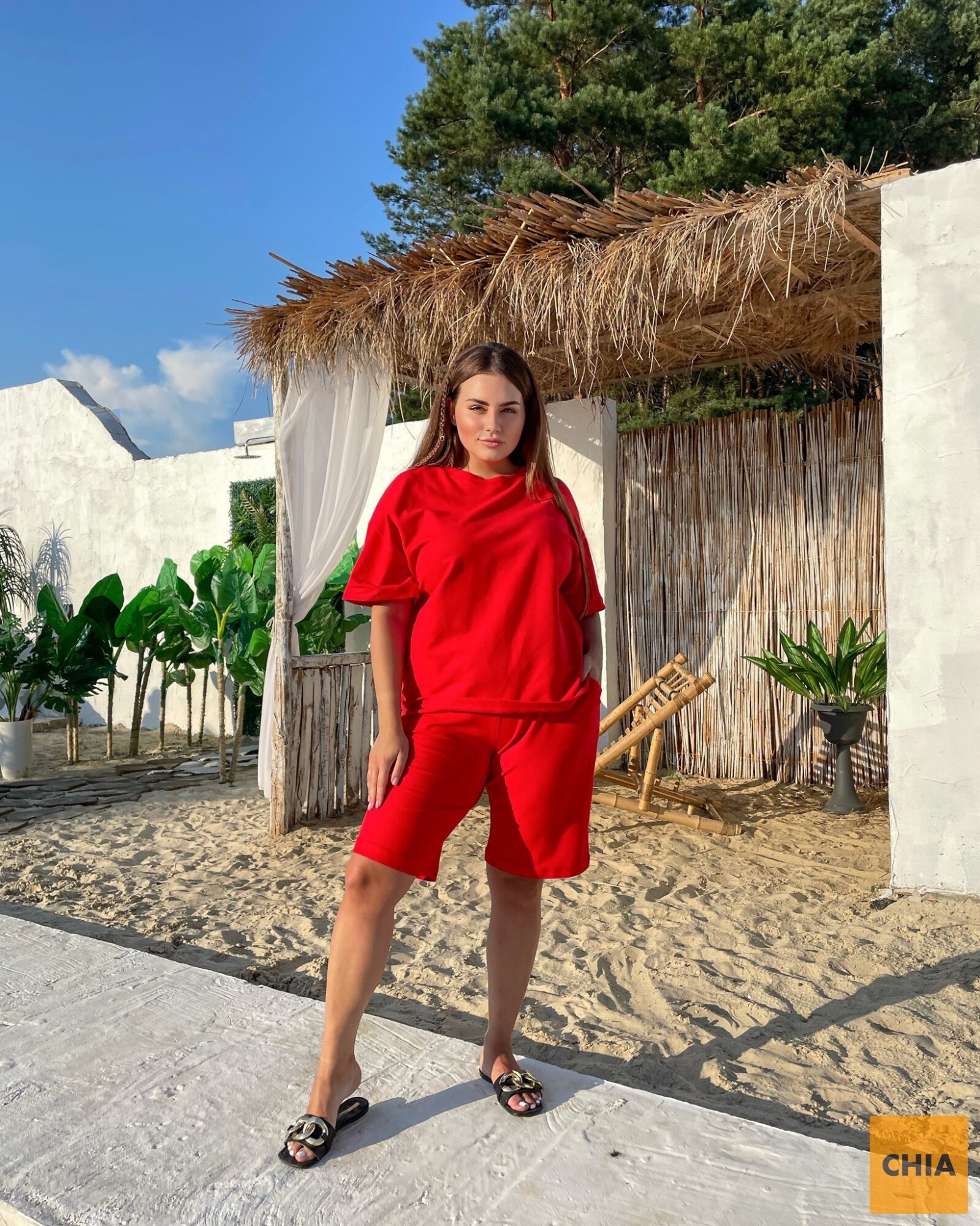 Костюм Лайм красный футболка+шорты