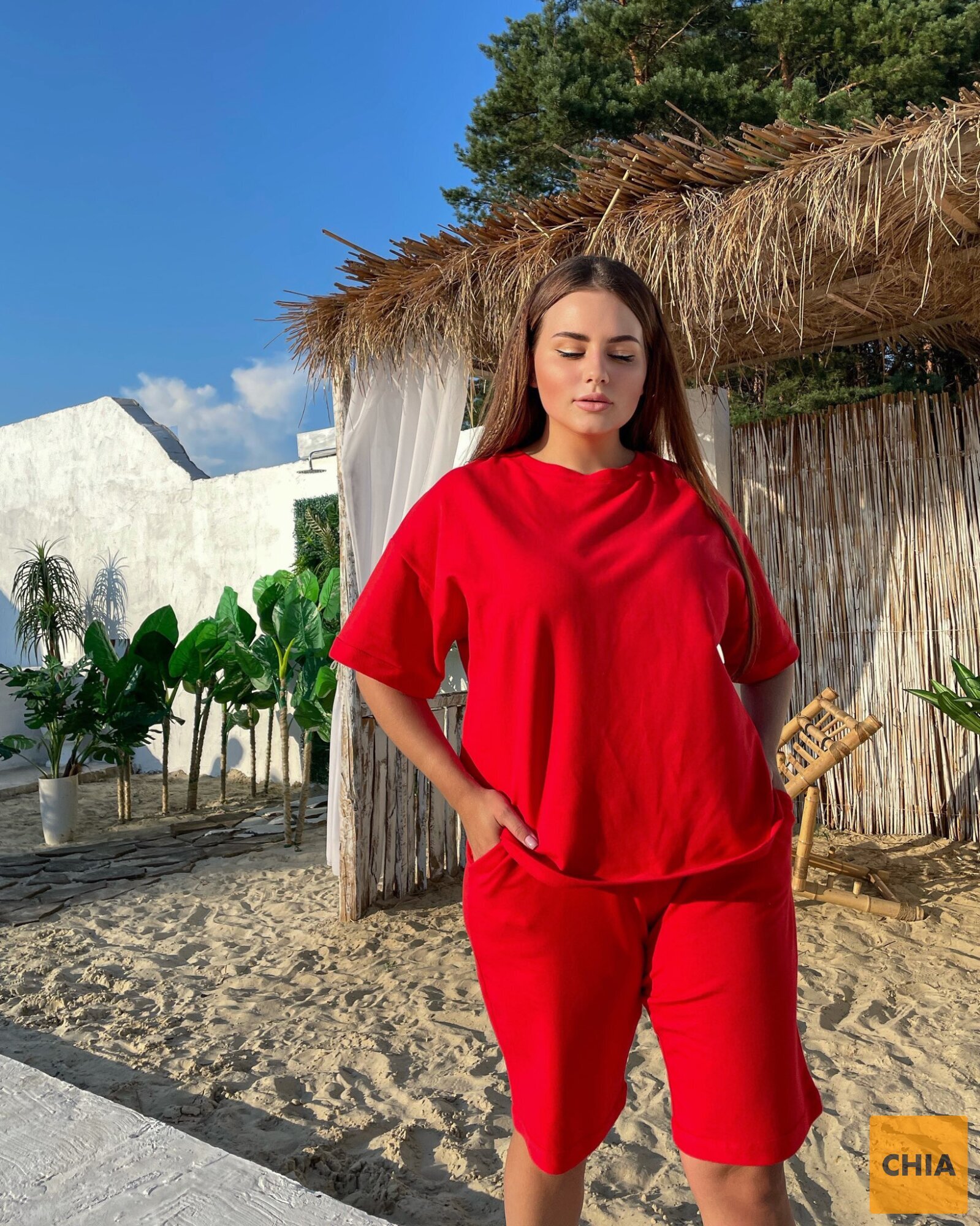 Костюм Лайм красный футболка+шорты