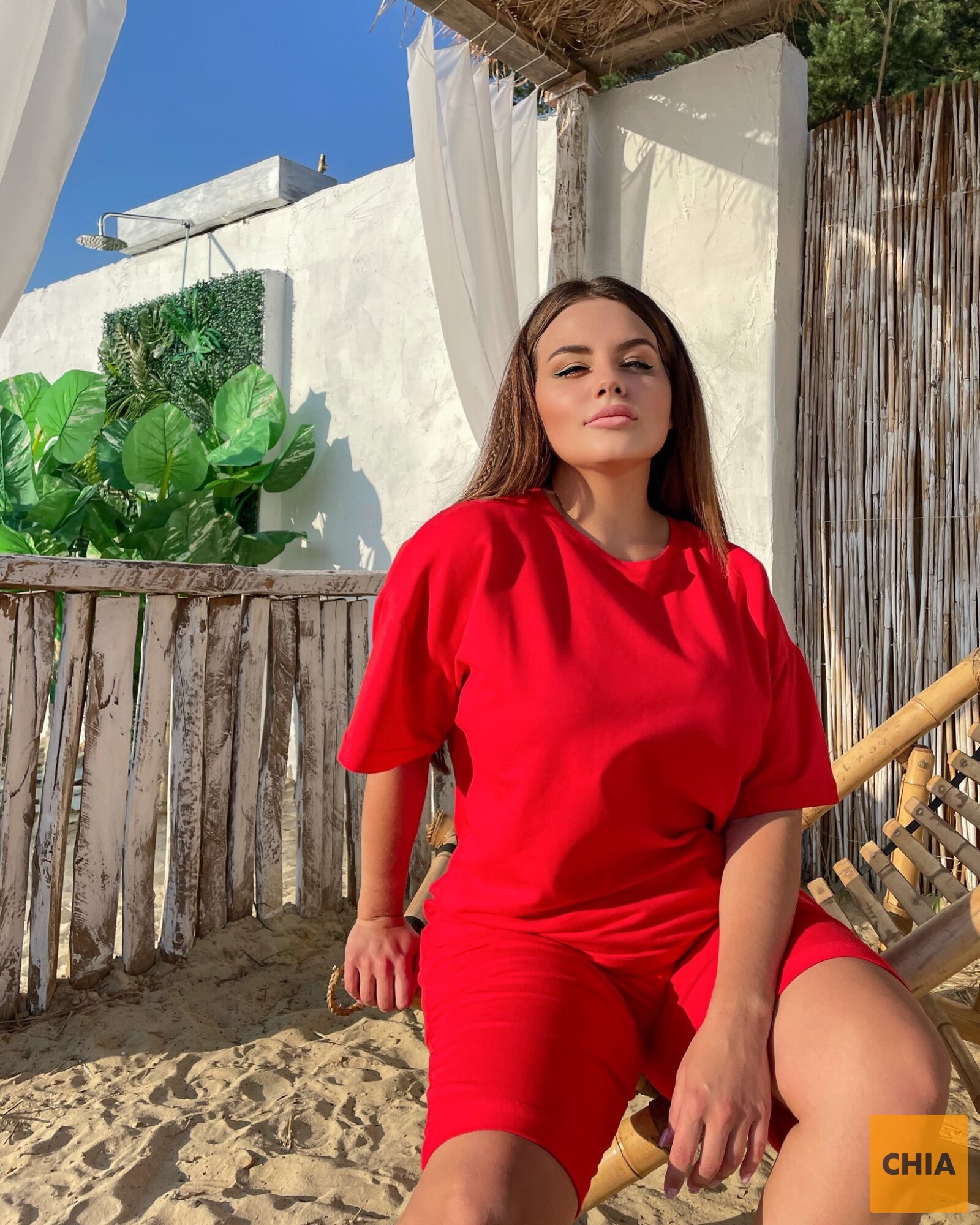 Костюм Лайм красный футболка+шорты