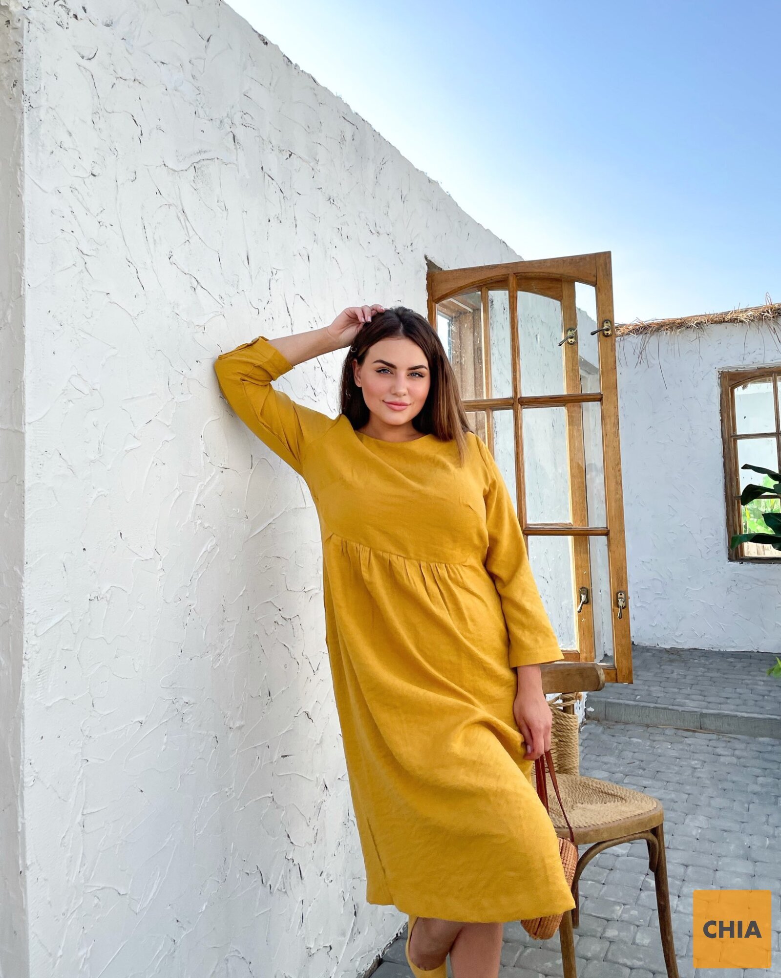 Платье Верона горчица