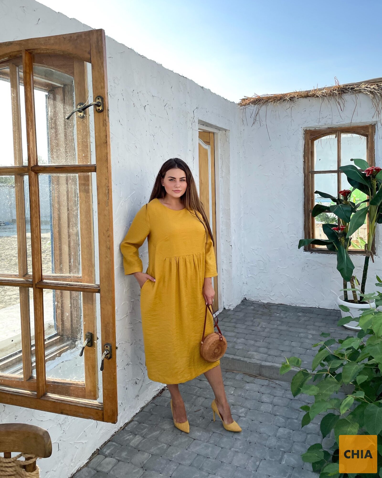 Платье Верона горчица