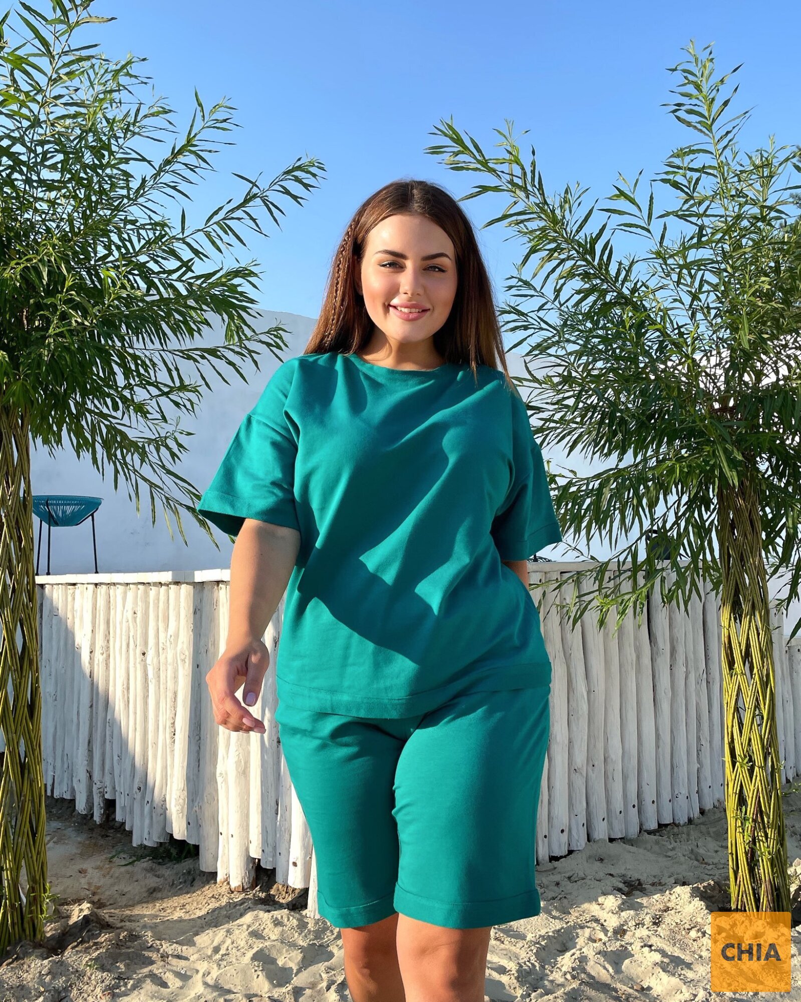 Костюм Лайм бирюза футболка+шорты