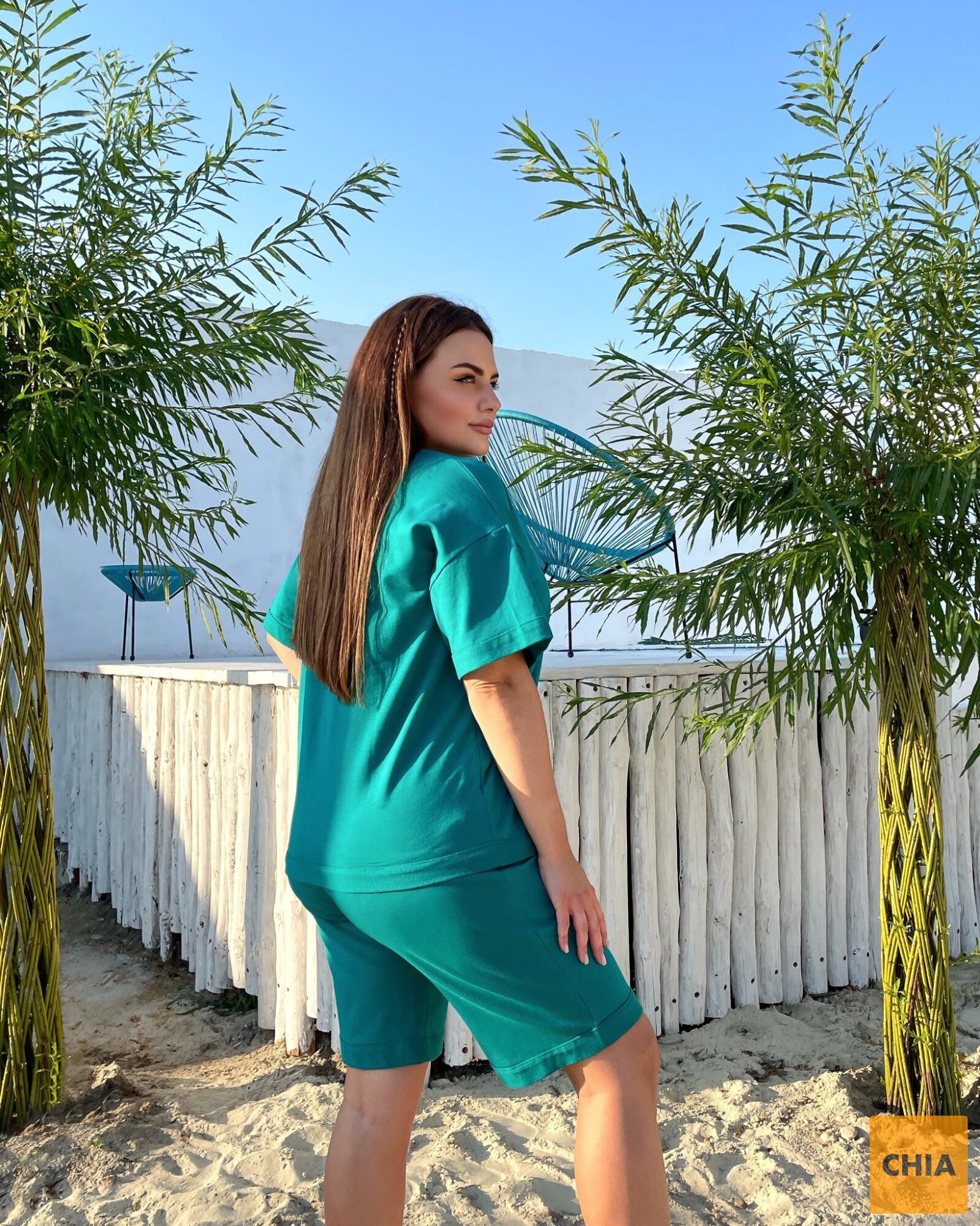 Костюм Лайм бирюза футболка+шорты