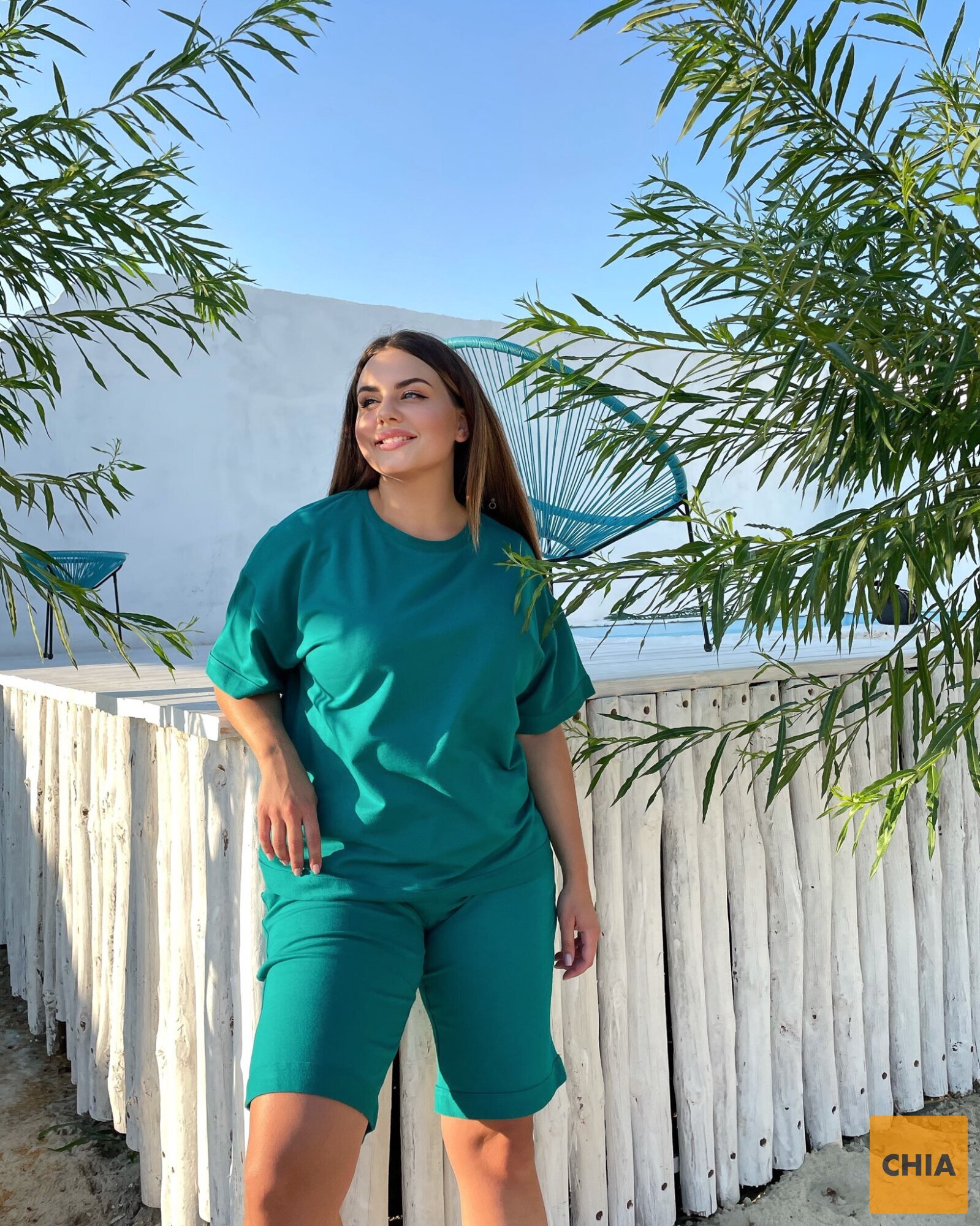 Костюм Лайм бирюза футболка+шорты