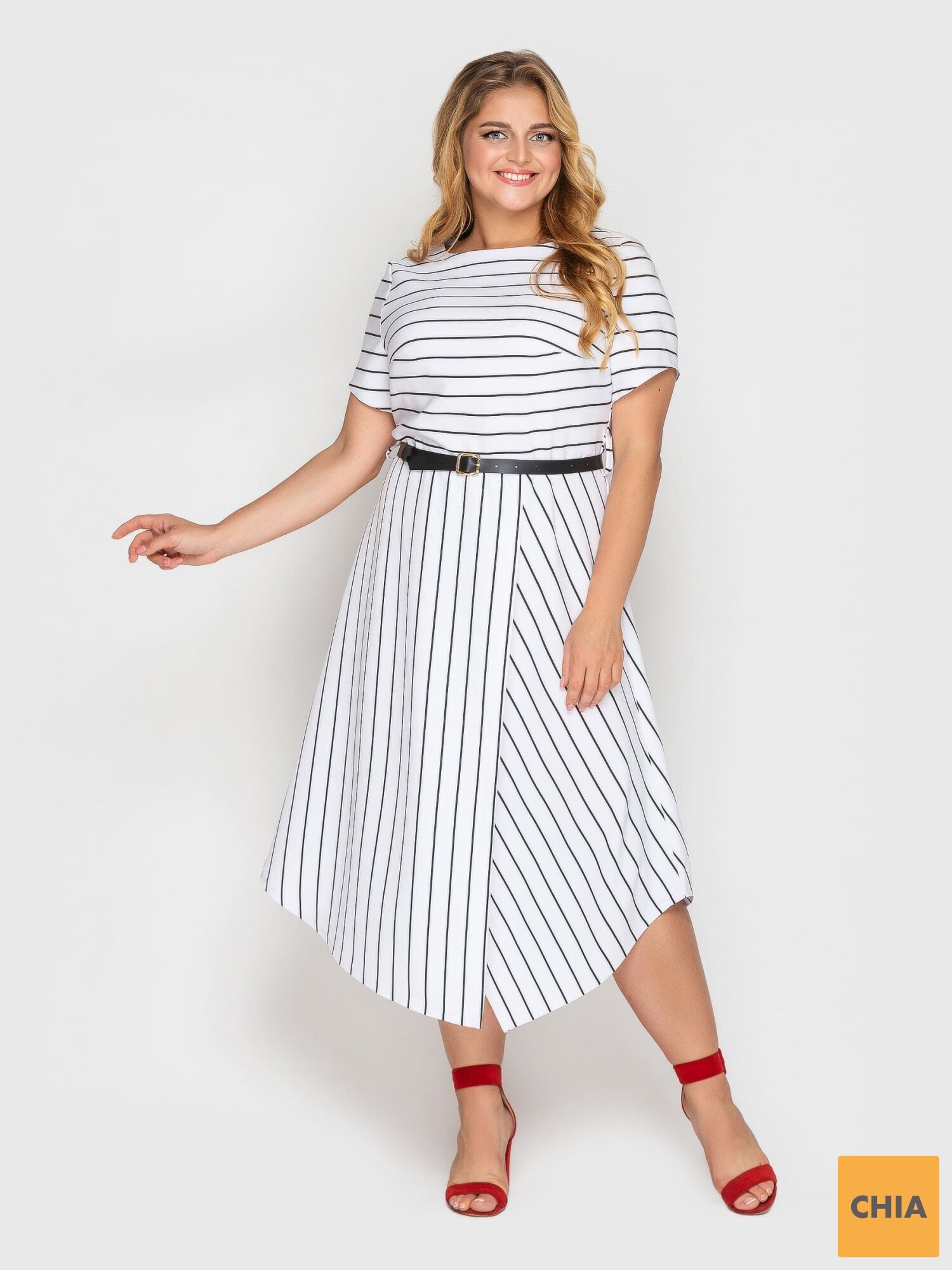 Платье Патриция белое полоска