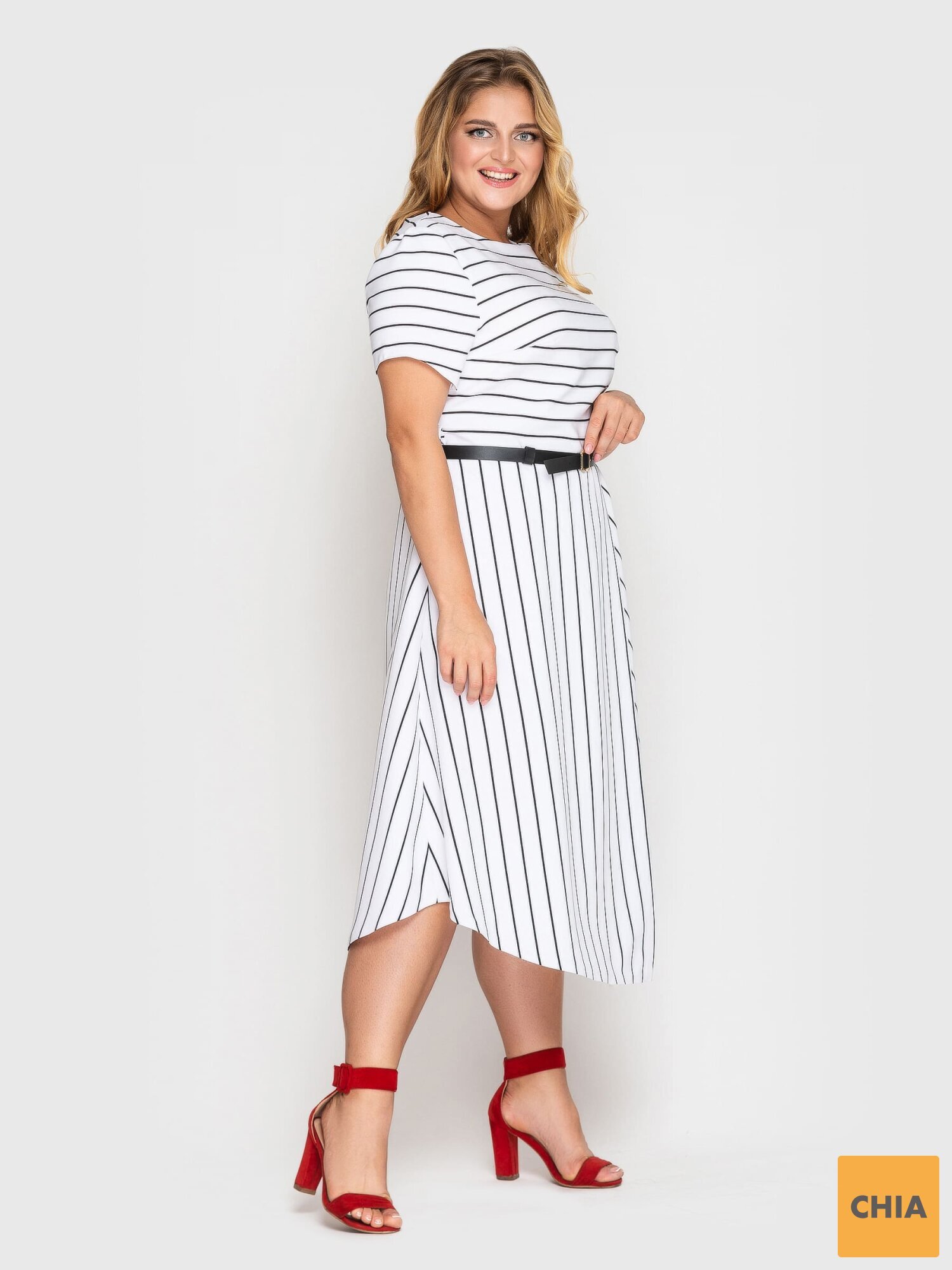 Платье Патриция белое полоска