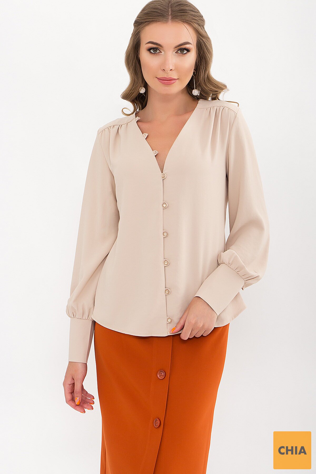 Блуза Ирэн д/р св. бежевый