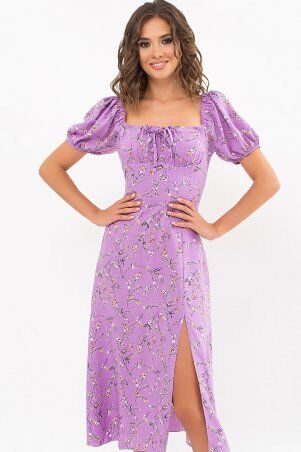 Glem: Платье Билла к/р лиловый-цветы веточки p72325 - фото 1