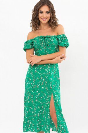 Glem: Платье Билла к/р зеленый-цветы веточки p72324 - фото 1