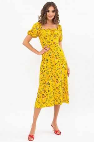 Glem: Платье Билла к/р желтый-разноцв.цветы p72323 - фото 1