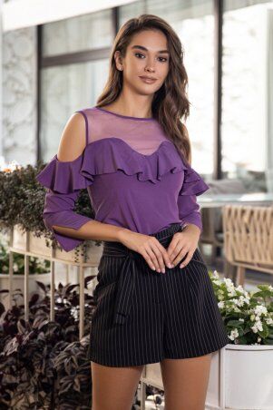 Itelle: Фіолетова блуза з відкритими плечами і воланом Івонн 2130 - фото 1