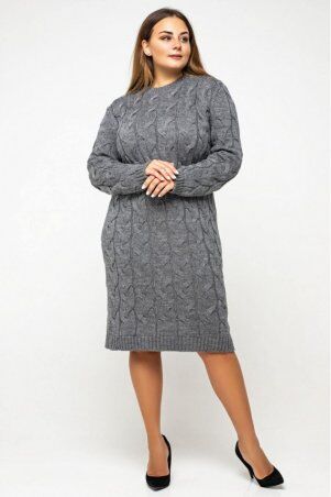 Prima Fashion Knit: Вязаное платье "Каролина"- темно-серый - Size+ 5545003 - фото 1