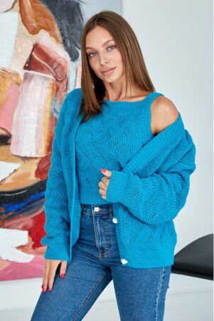 Prima Fashion Knit: Вязаная кофта "Мая" - бирюза 8510003 - фото 1