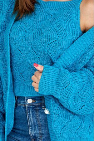 Prima Fashion Knit: Вязаная кофта "Мая" - бирюза 8510003 - фото 2