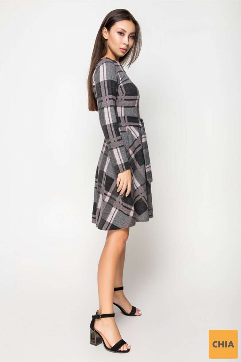 Платье Клетка с поясом