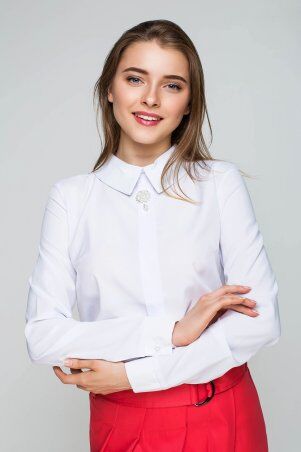 MultiModa: Блуза Брошь белый БЛ234-2 - фото 1