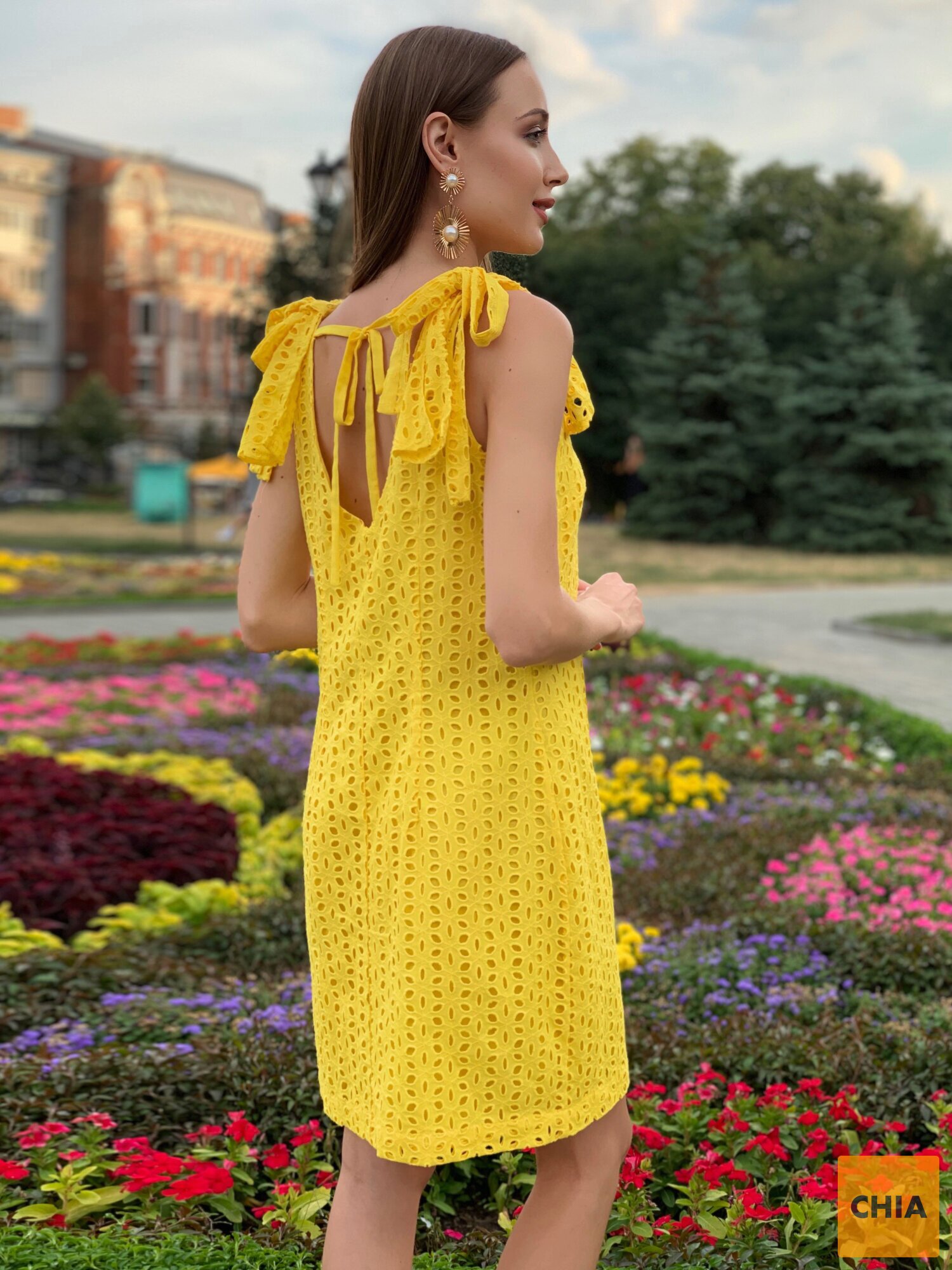 Платье из прошвы "BEAUTY" желтое