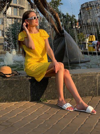InRed: Платье из прошвы "BEAUTY" желтое 7736 - фото 1