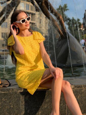 InRed: Платье из прошвы "BEAUTY" желтое 7736 - фото 2