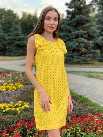 InRed: Платье из прошвы "BEAUTY" желтое 7736 - фото 3