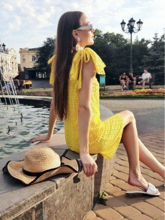 InRed: Платье из прошвы "BEAUTY" желтое 7736 - фото 8