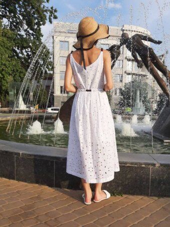 InRed: Платье из прошвы "STATE" белое 7742 - фото 6