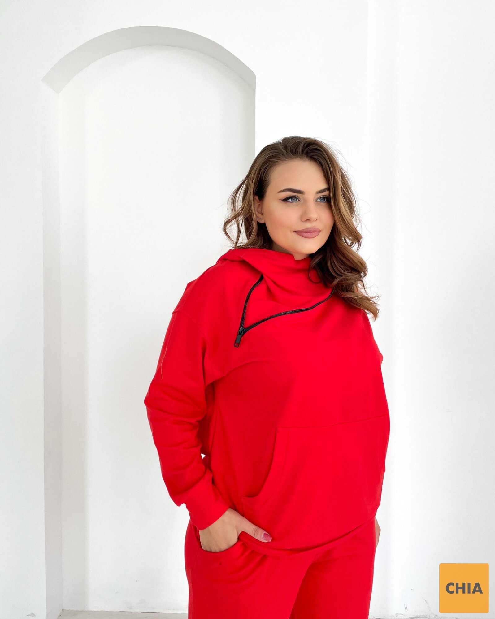 Костюм Зиппер красный худи+брюки