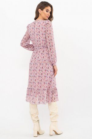 Glem: Платье Арита д/р розовый-коралл.цветы p73516 - фото 3