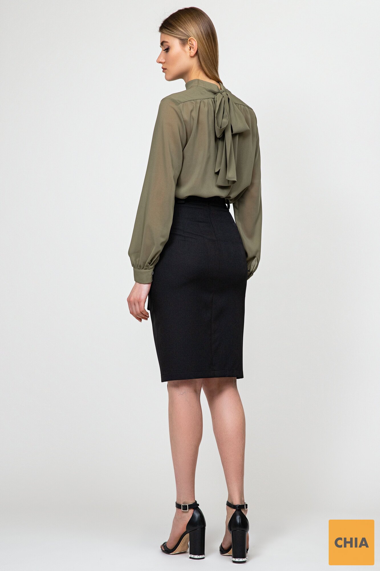 Шифоновая блуза с длинным рукавом цвета хаки Лиллиан 21217 ()