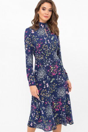 Glem: Платье Санторини д/р синий-полевые цветы p73440 - фото 1