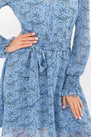 Glem: Платье Рина д/р голубой-цветы веточки p73536 - фото 4
