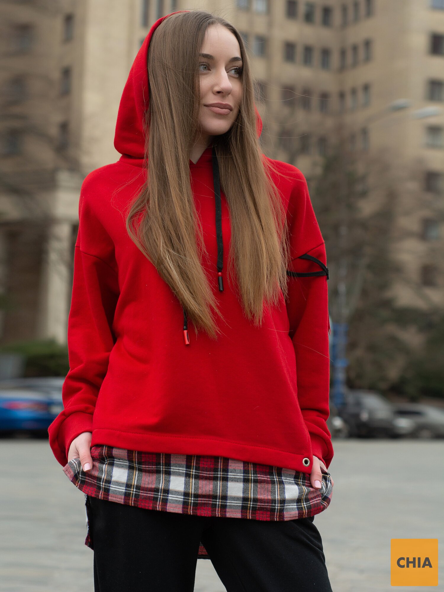 Худи oversize красное "SPIDER"