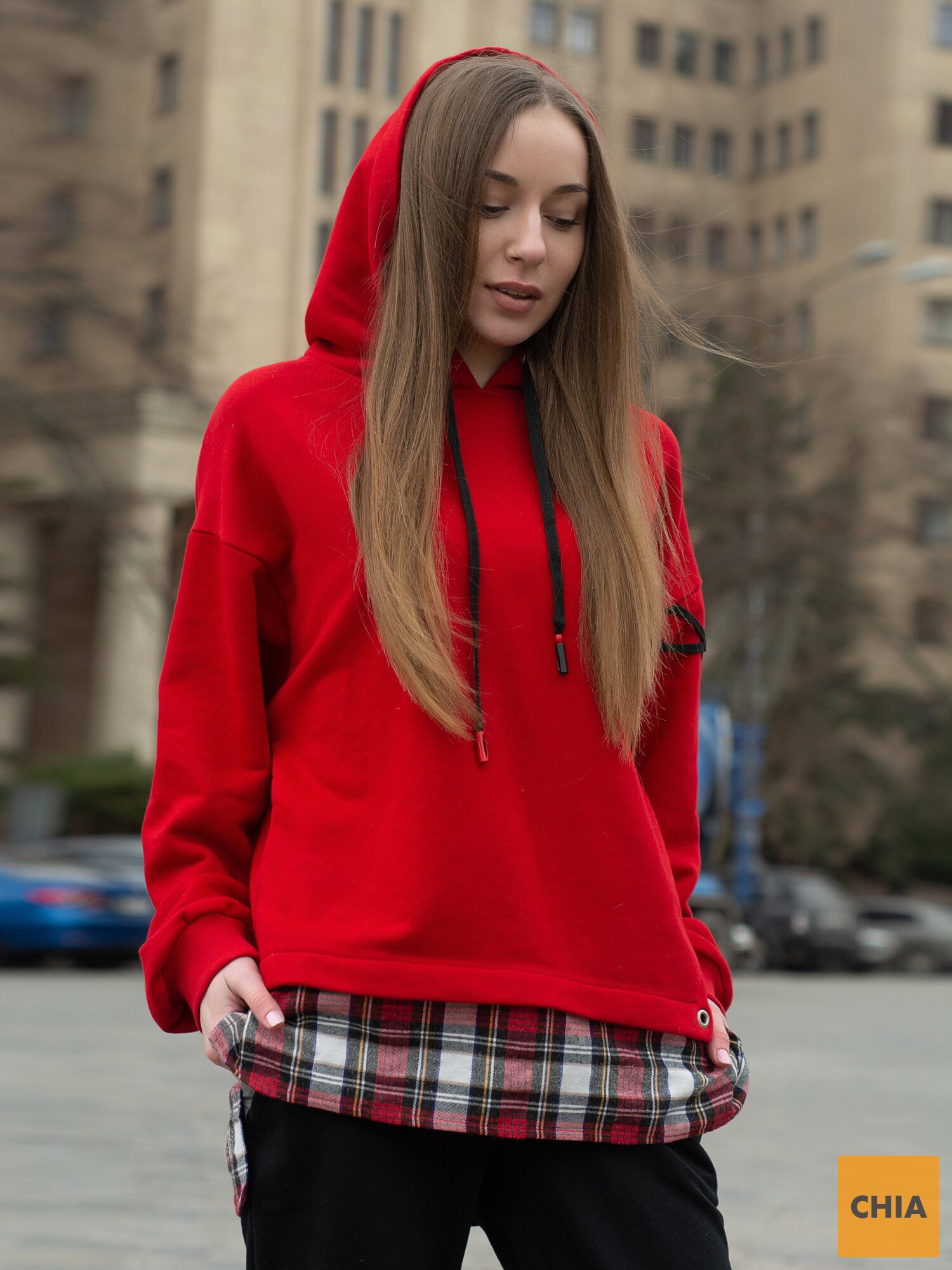 Худи oversize красное "SPIDER"