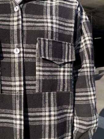 InRed: Пальто-рубашка в клетку "MILAN" черное 7762 - фото 6