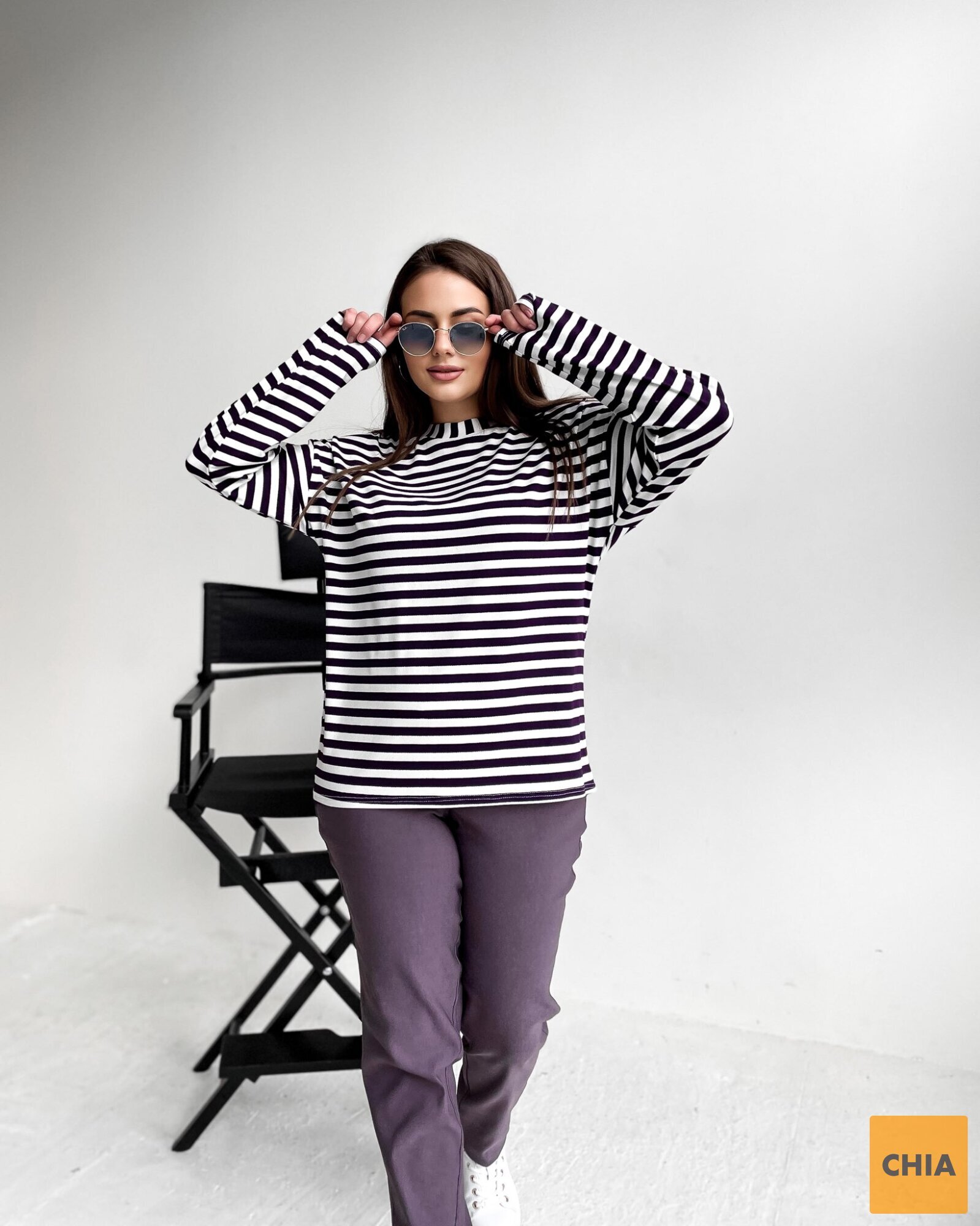 Джемпер Тельняшка лиловый